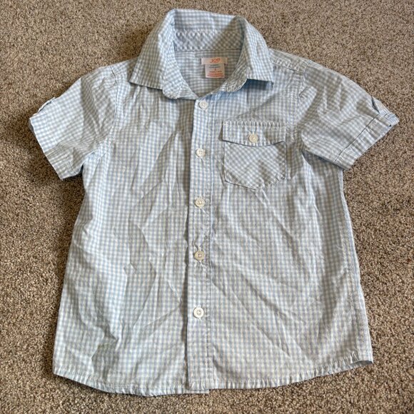 Joe Fresh Gingham Blue White Button Down Shirt Size 5T Boys Collared Shirt - Picture 2 of 9